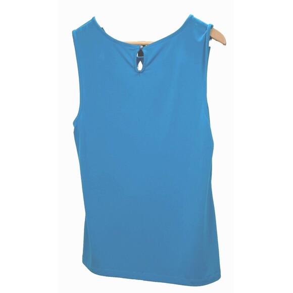 Banana Republic Blue Sleeveless Blouse Cut Out Keyhole Pullover Stretch XL Top‎ - Picture 2 of 6